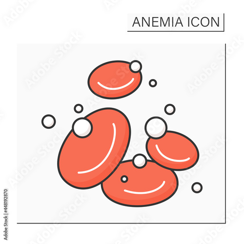 Hemoglobin color icon. Protein responsible for transporting oxygen in blood. Iron-containing protein. Anemia concept. Isolated vector illustration