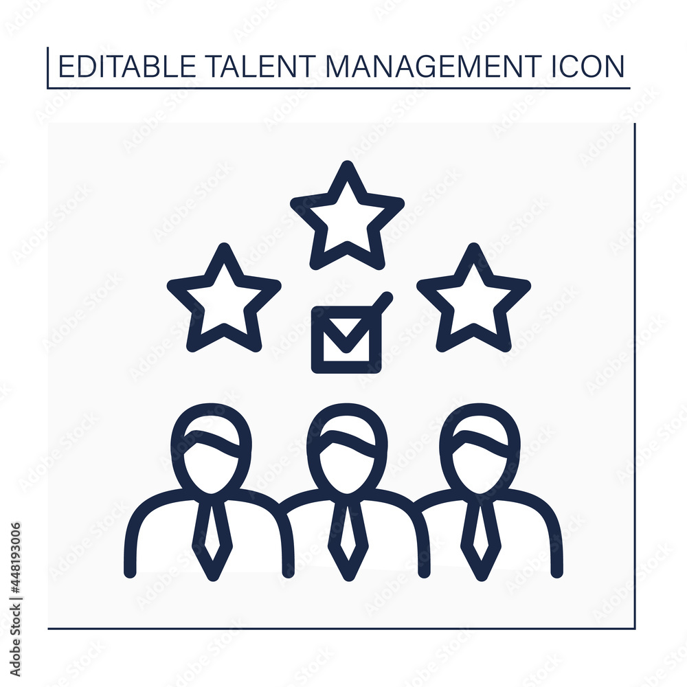 Employee valuation line icon.Unique set of benefits. Employees receive skills, capabilities, and experience to company. Talent management concept. Isolated vector illustration. Editable stroke