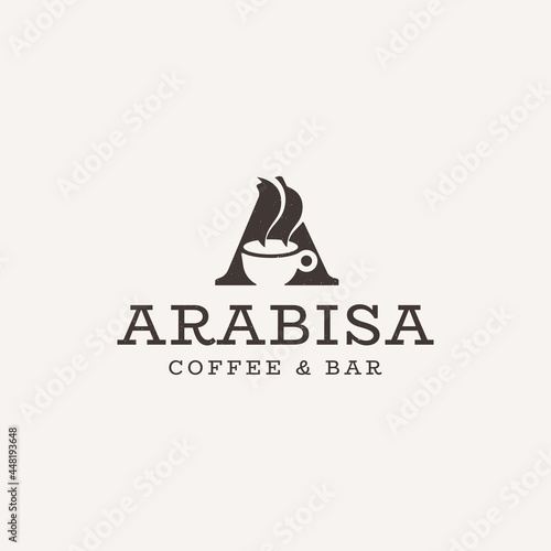 Letter A coffee logo icon design template element