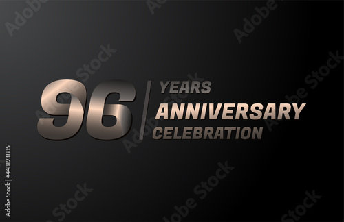 96 years gold anniversary celebration logotype, anniversary banner vector, isolated on black background