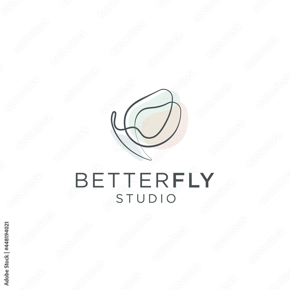 Beauty Flying Butterfly Logo with simple minimalist line art monoline style Beauty Flying Butterfly Logo with simple minimalist line art monoline style