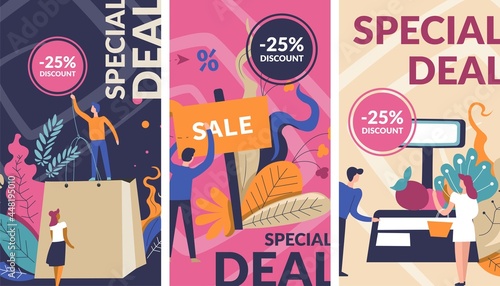 Sale discounts, special deal for shoppers banner