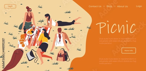 Women friends on picnic, people staying outdoors