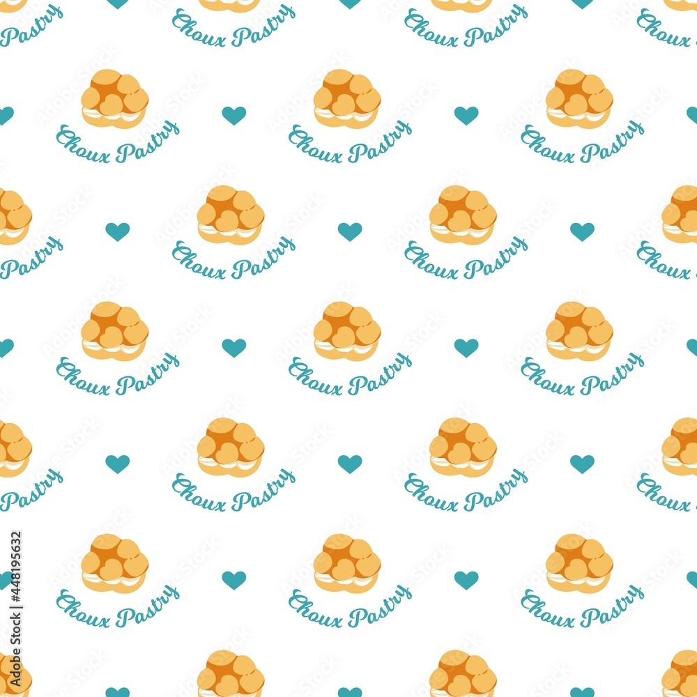 Sweet Cream Puff Pastry Vector Graphic Seamless Pattern