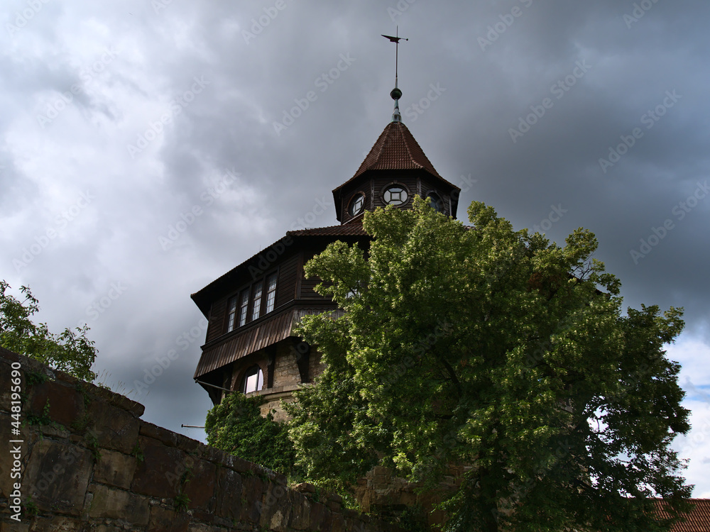 Low angle view of historic tower Dicker Turm (