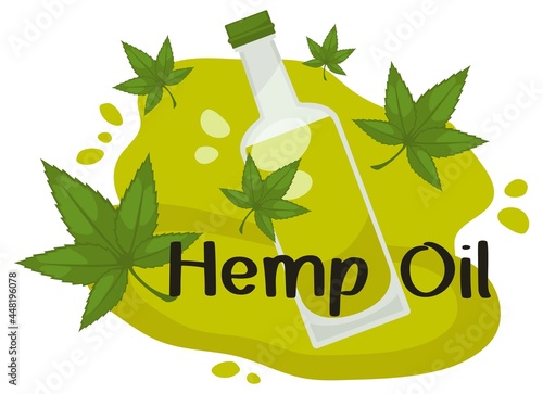 Hemp oil, organic oily liquid with antioxidants