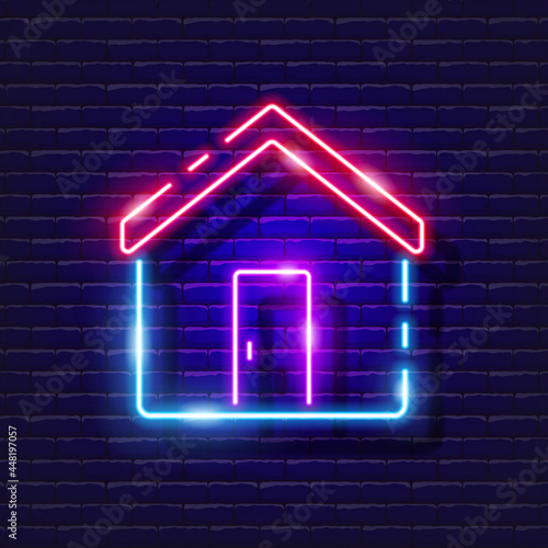 House neon icon. Vector illustration for design. Estate glowing sign. Construction tools concept.