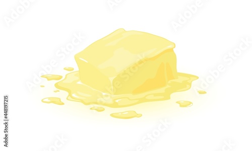 Calorie product margarine, diary breakfast food, natural animal fat. Vector cooking, whole stick of butter, ingredient fat baked good idea isolated on white background