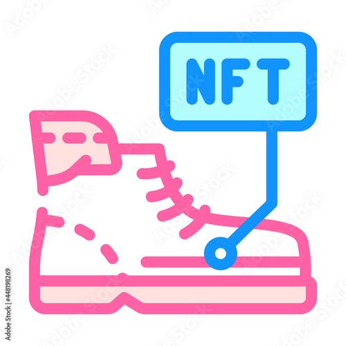 virtual blockchain-based sneakers color icon vector. virtual blockchain-based sneakers sign. isolated symbol illustration