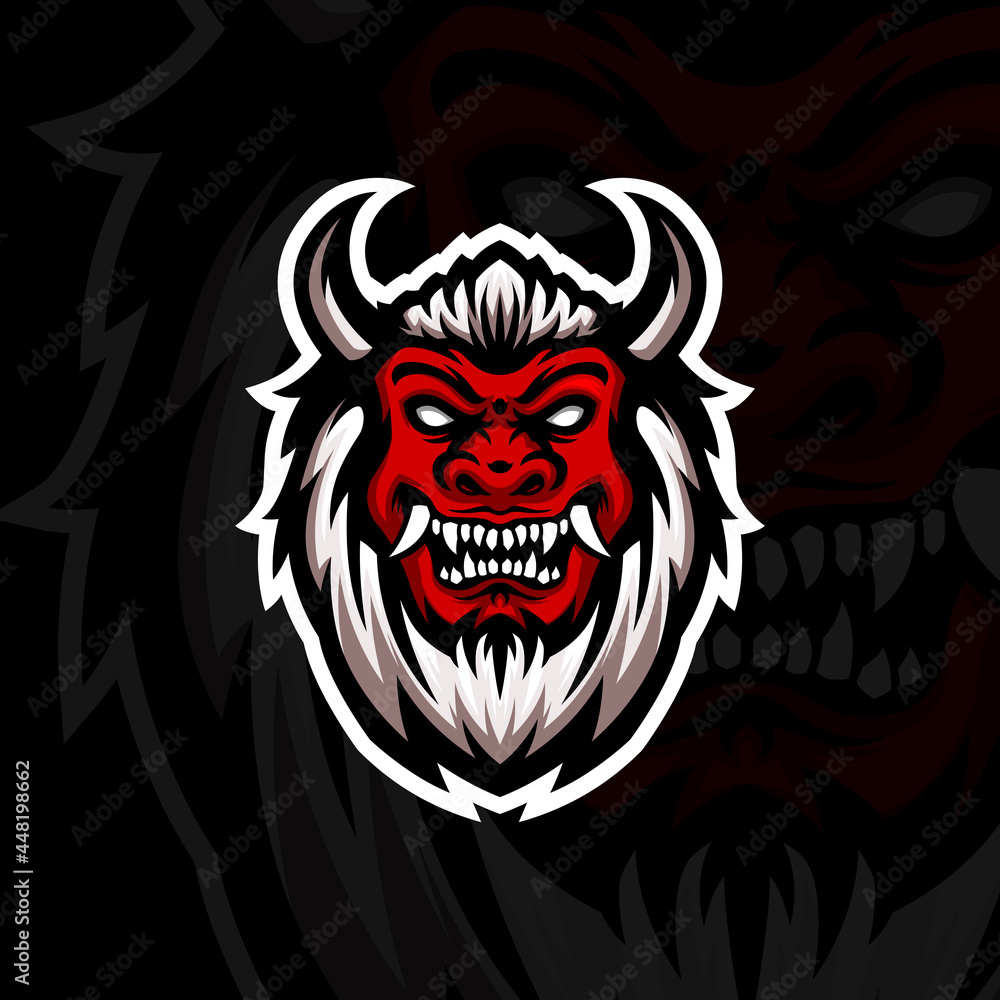 Illustration of chinese lion komainu head mascot Illustration of chinese lion komainu head mascot