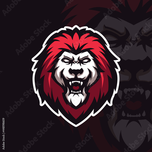 Illustration of roaring lion mascot head