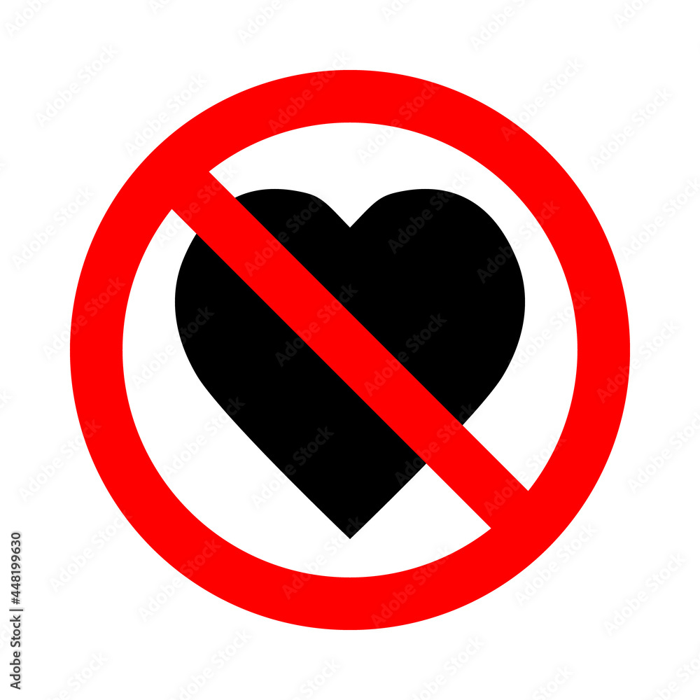 no love allowed, red round vector sign with heart no love allowed, red round vector sign with heart
