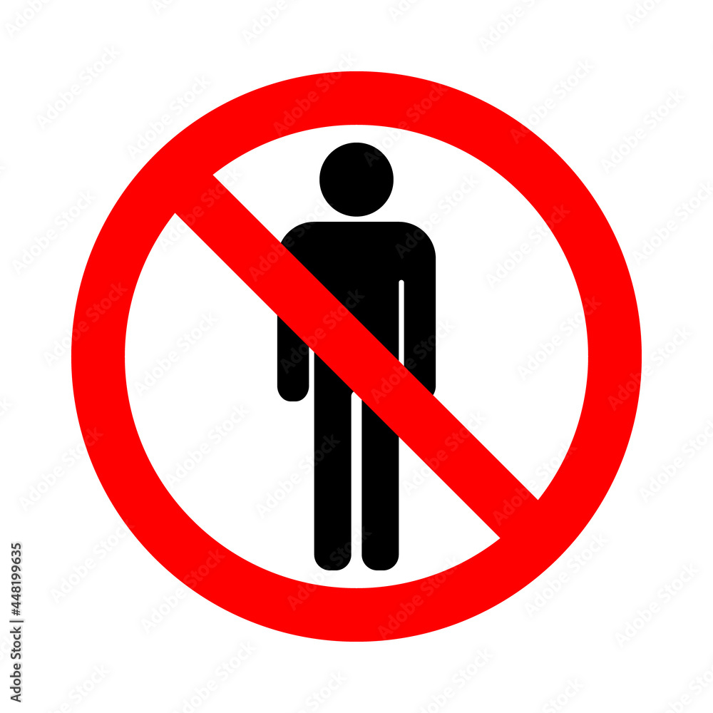 man in forbidden red round road sign, gender discrimination pictogram man in forbidden red round road sign, gender discrimination pictogram