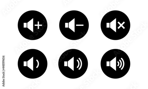 speaker volume solid icons set isolated on white background