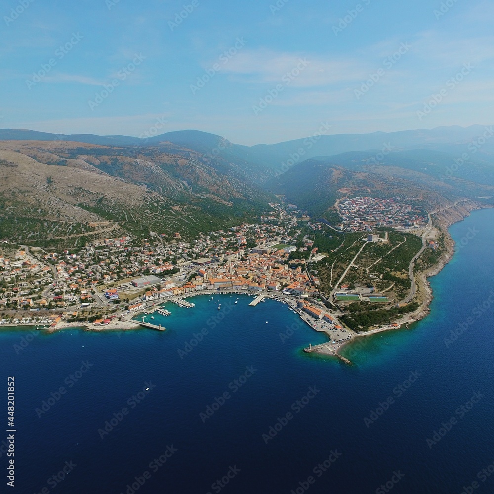 Senj town drone shot Croatia