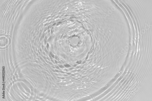 Water texture with circles on the water overlay effect for photo or mockup. Organic drop shadow caustic effect with wave refraction of light on a white or gray wall background