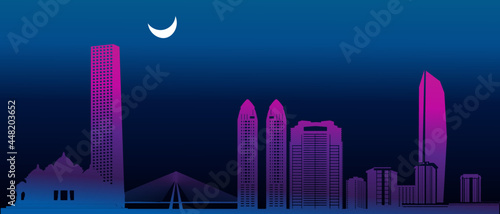 Mumbai City Skyline at Night Vector Illustration