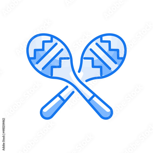 Maracas vector Blue colour icon style illustration. EPS 10 File