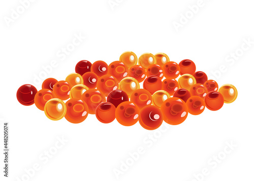 Salmon fish. Red caviar isolated on white background. Raw seafood vector illustration. Realistic product of healthy nutrition