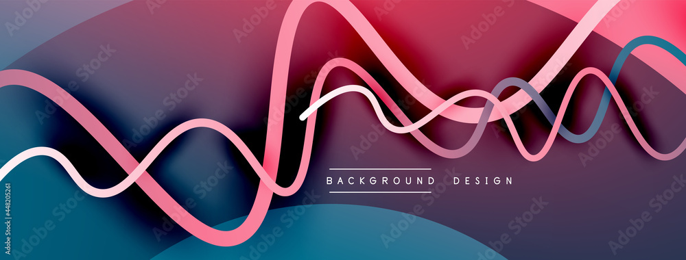 Abstract gradient background with wave line with shadow effect. Geometric composition. 3D shadow effects and fluid gradients Abstract gradient background with wave line with shadow effect. Geometric composition. 3D shadow effects and fluid gradients