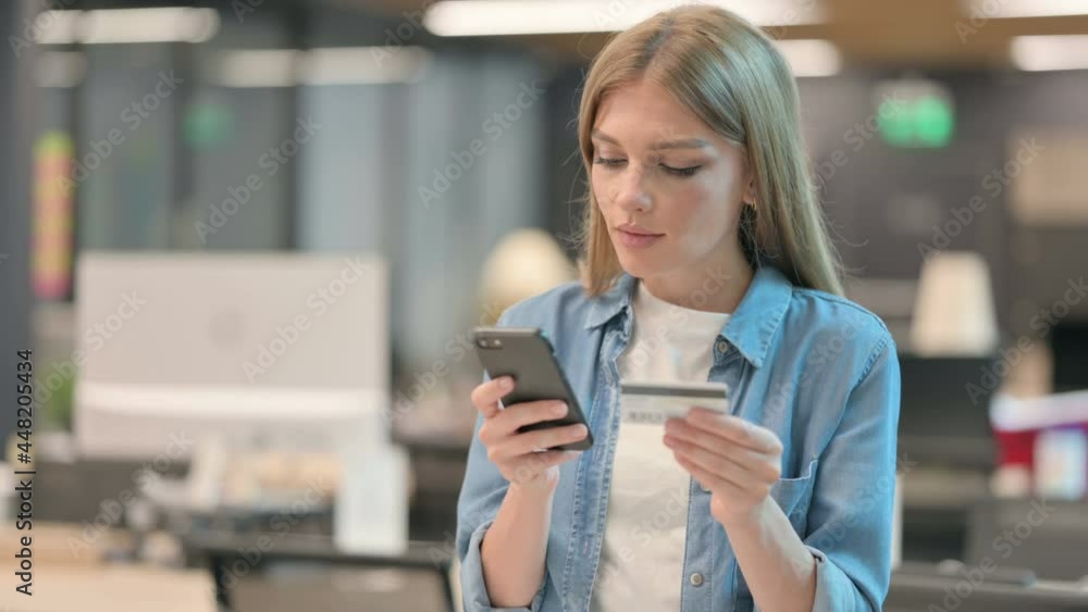 Woman making Online Payment on Smartphone