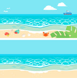 海と砂浜のバナー背景イラスト