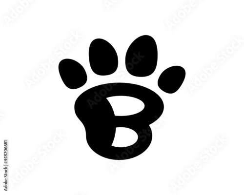 b letter paw pet logo template