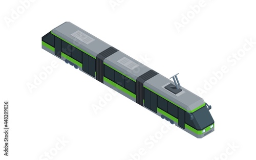 green modern city tram. isometric style new vector