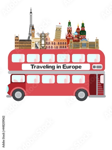 travel europe london bus. flat style image vector