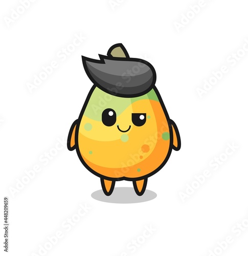 papaya cartoon with an arrogant expression