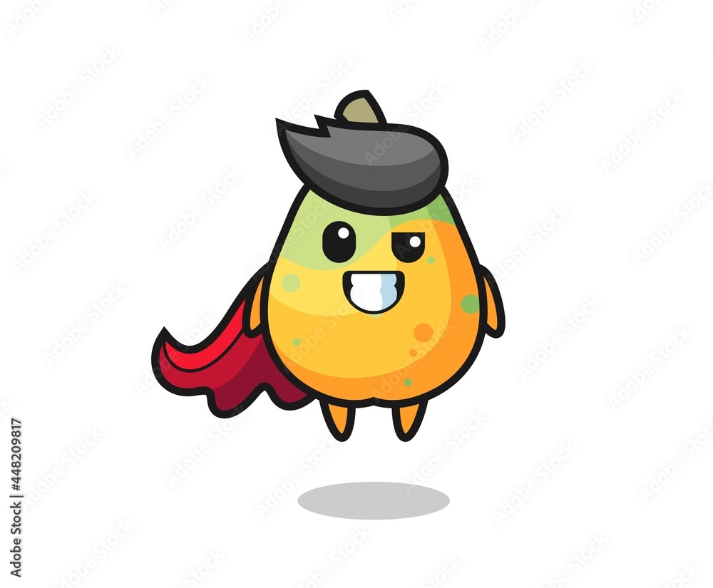 Naklejka premium the cute papaya character as a flying superhero