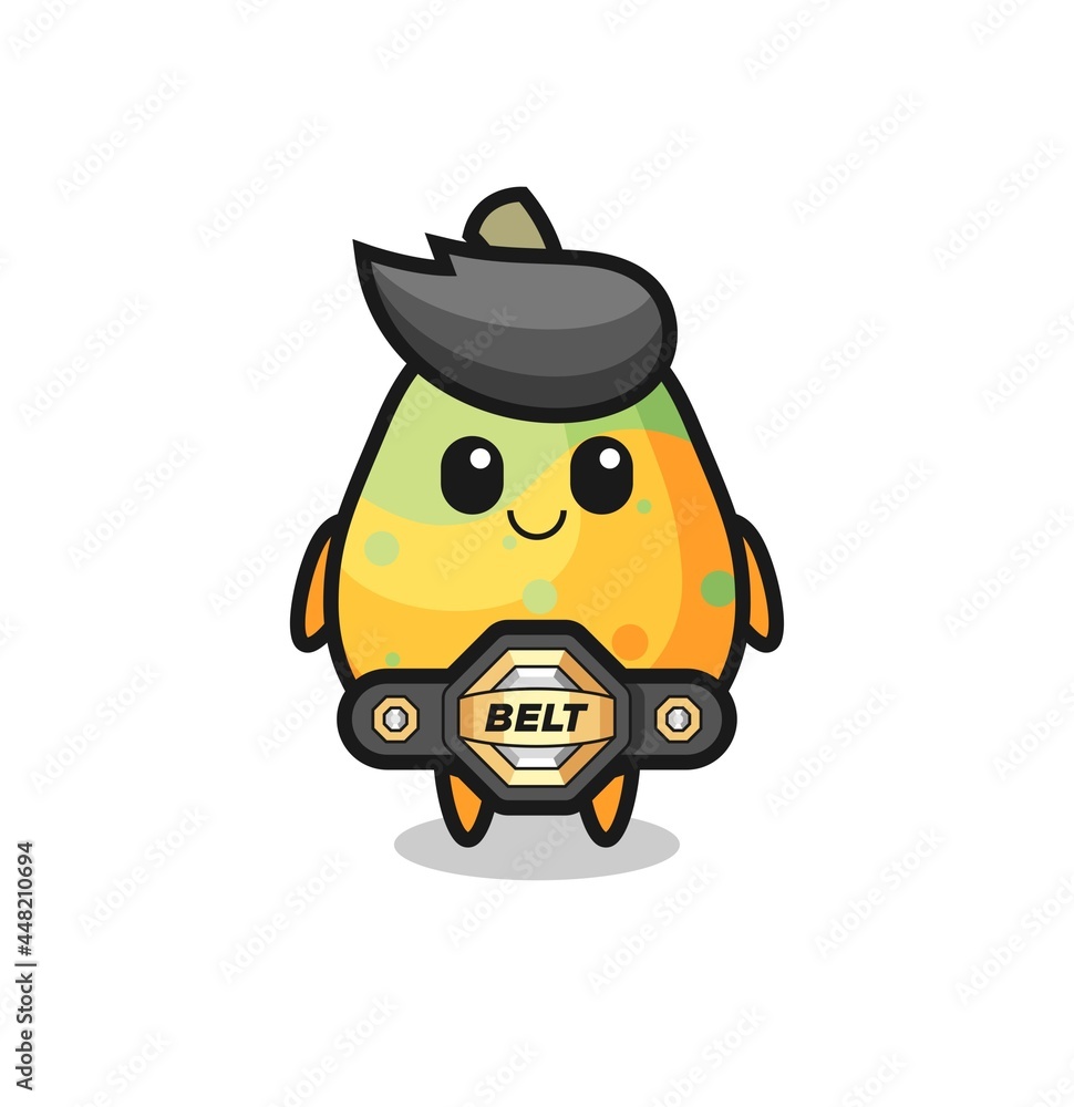 the MMA fighter papaya mascot with a belt