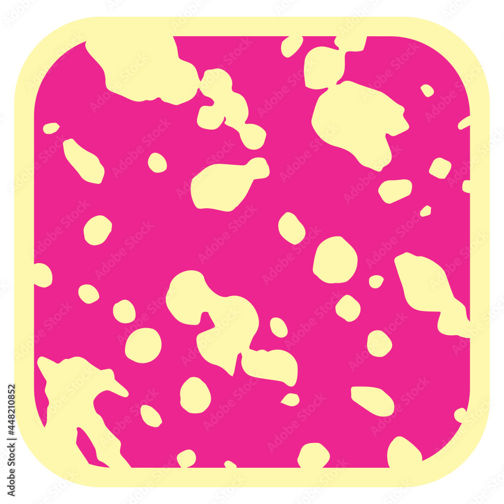 Square cream white Chocolate candy with raspberry pink centre and cream paint splash style decoration. Layered confectionary SVG