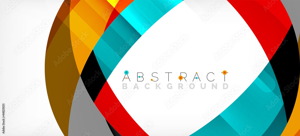 Geometric abstract background. Circle created with overlapping color shapes. Vector Illustration For Wallpaper, Banner, Background, Landing Page Geometric abstract background. Circle created with overlapping color shapes. Vector Illustration For Wallpaper, Banner, Background, Landing Page
