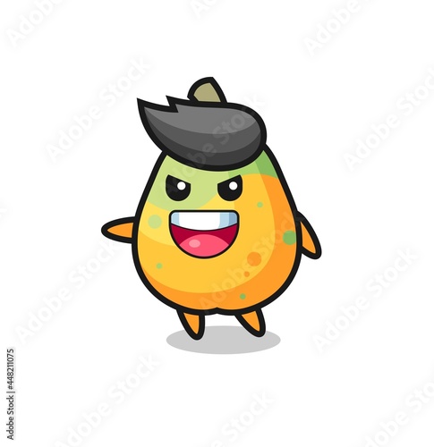 papaya cartoon with very excited pose © heriyusuf