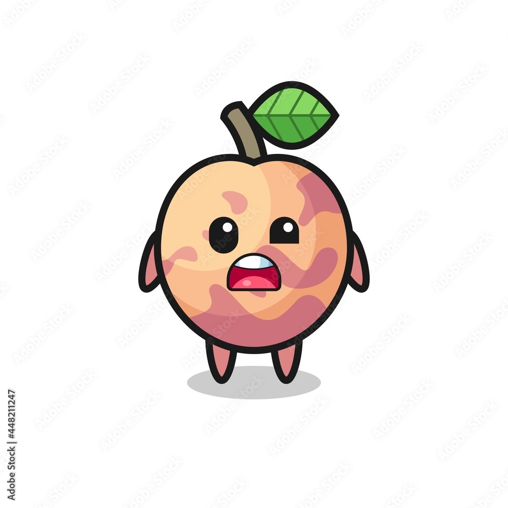the shocked face of the cute pluot fruit mascot the shocked face of the cute pluot fruit mascot