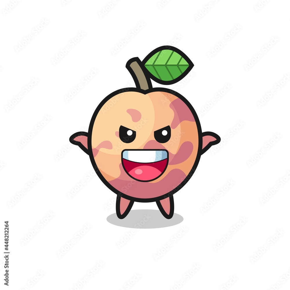 the illustration of cute pluot fruit doing scare gesture