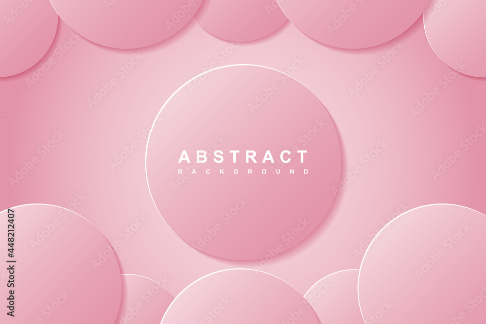 Abstract Background with 3d circle gradient pink paper cut layer
