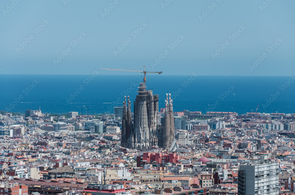 High angle view over Barcelona Spain