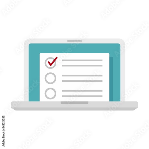 Laptop inventory list icon flat isolated vector
