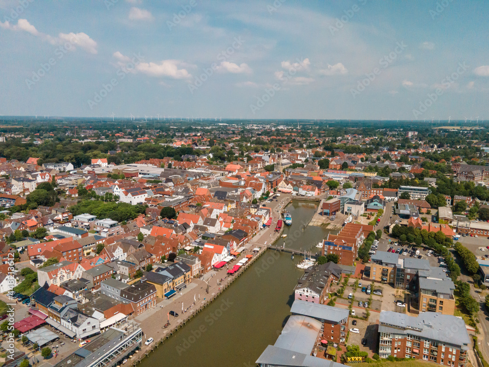 Aerial view on Husum in Germany