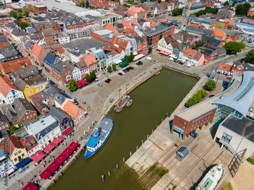 Aerial view on Husum in Germany photo