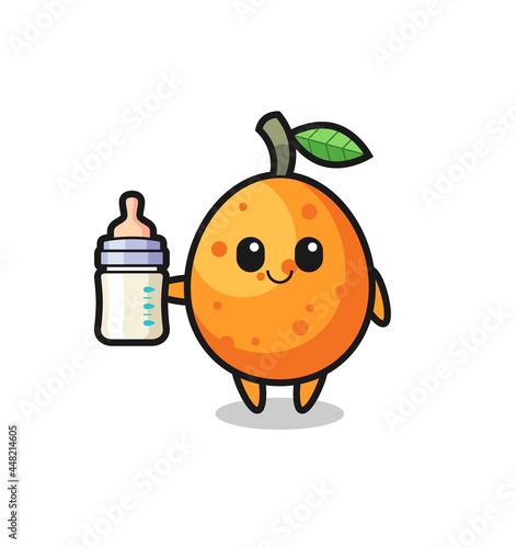 baby kumquat cartoon character with milk bottle