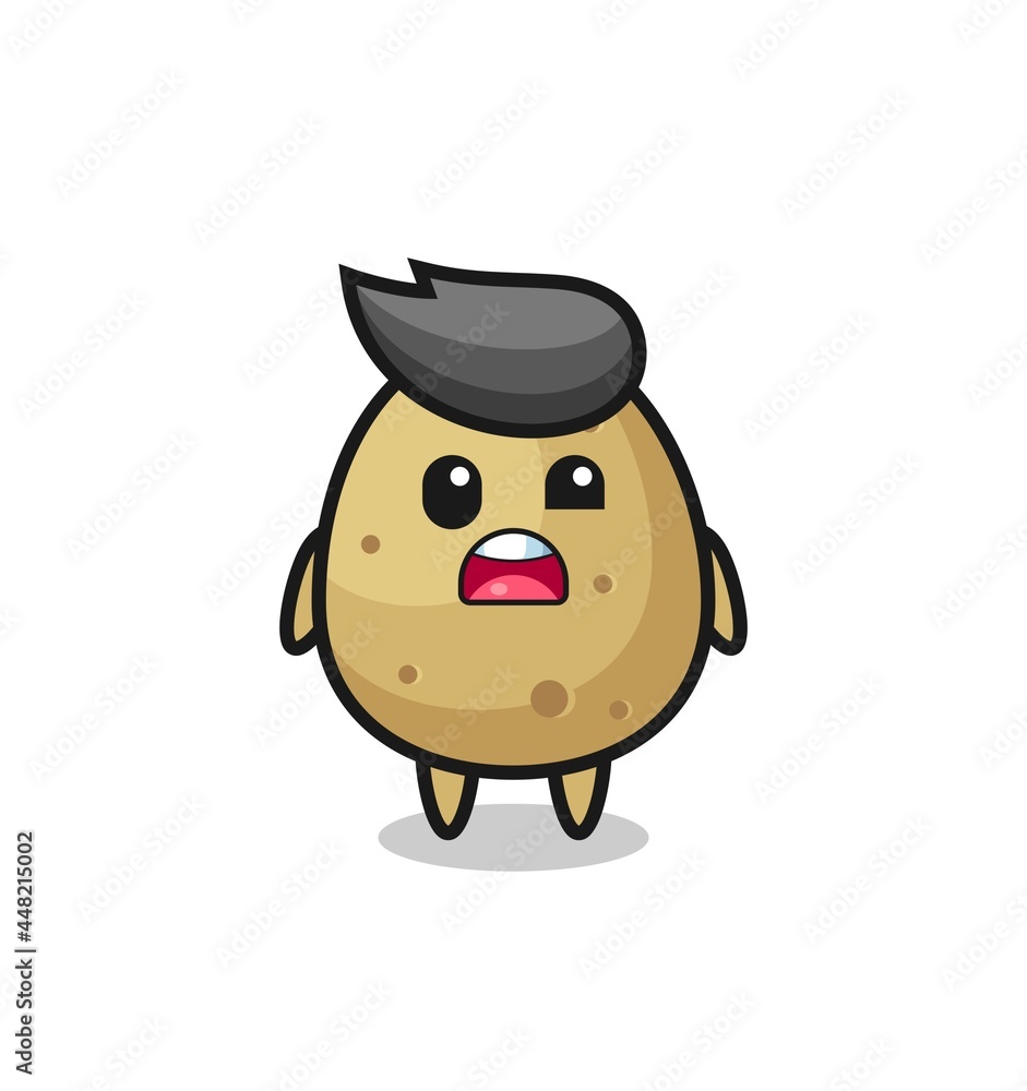 the shocked face of the cute potato mascot the shocked face of the cute potato mascot
