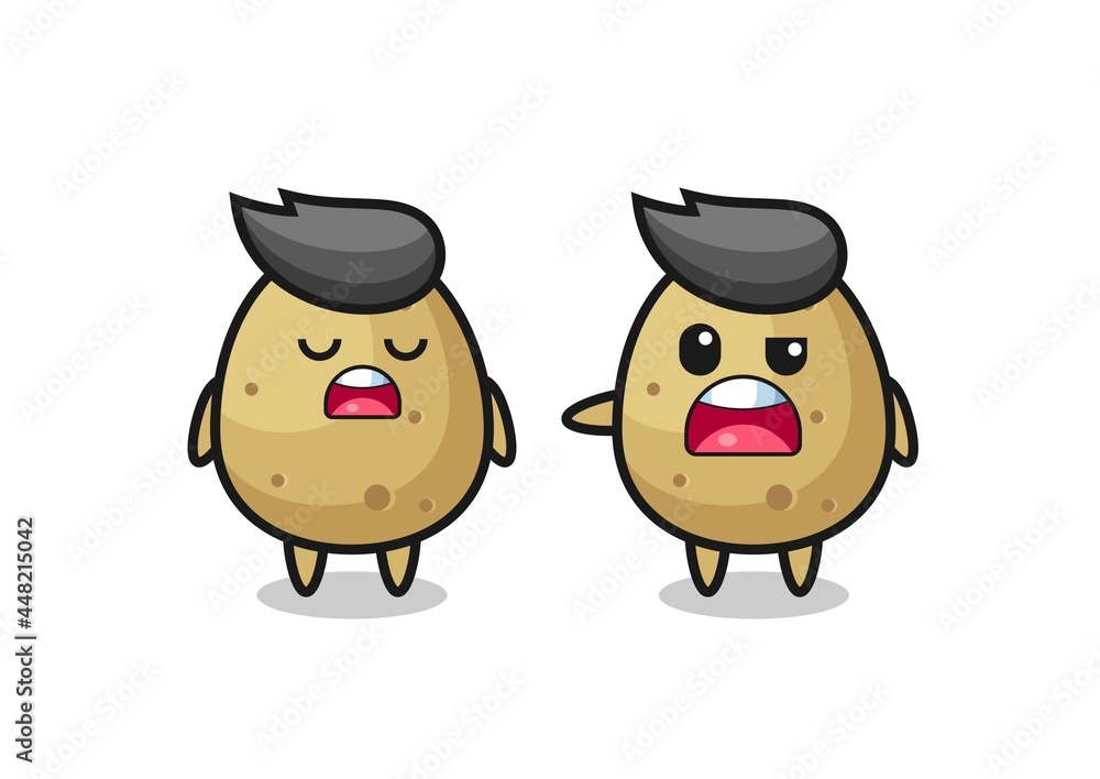 illustration of the argue between two cute potato characters illustration of the argue between two cute potato characters