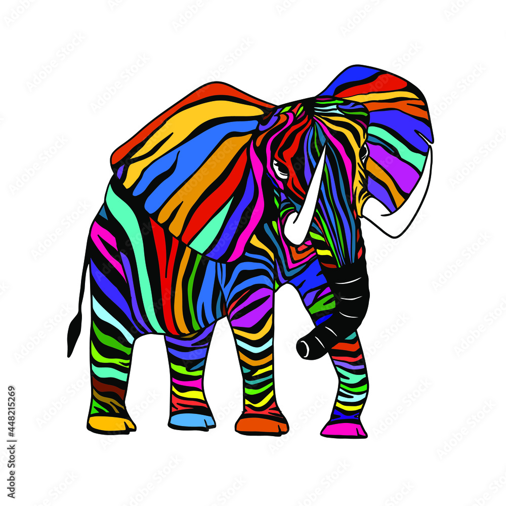 Fototapeta premium Zebra elephant. color illustration of an elephant. 