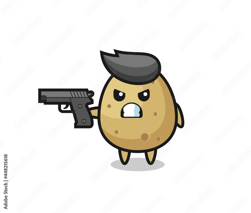 the cute potato character shoot with a gun the cute potato character shoot with a gun