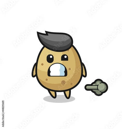 the illustration of the potato cartoon doing fart