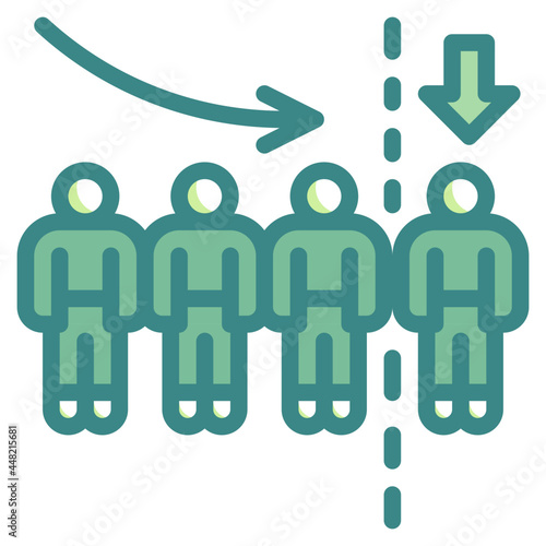 downsizing blue line icon