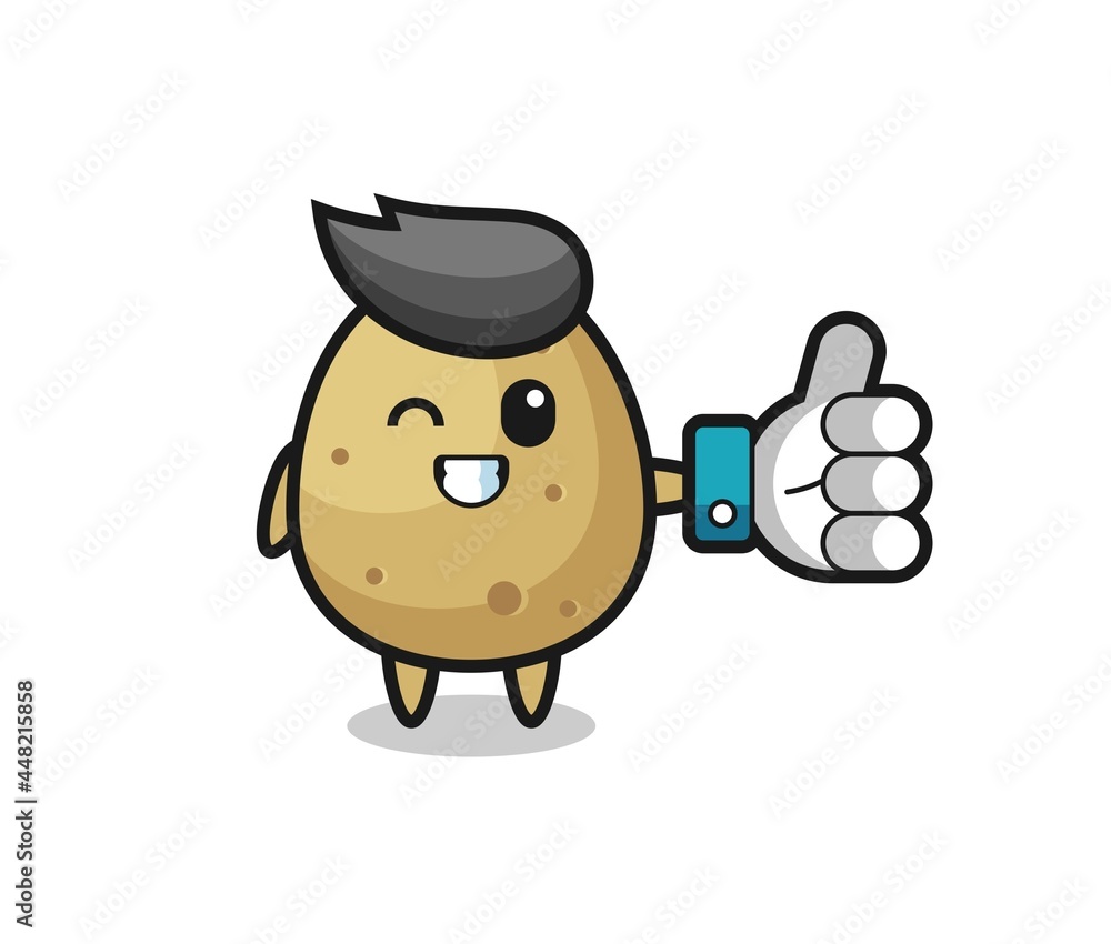 cute potato with social media thumbs up symbol cute potato with social media thumbs up symbol